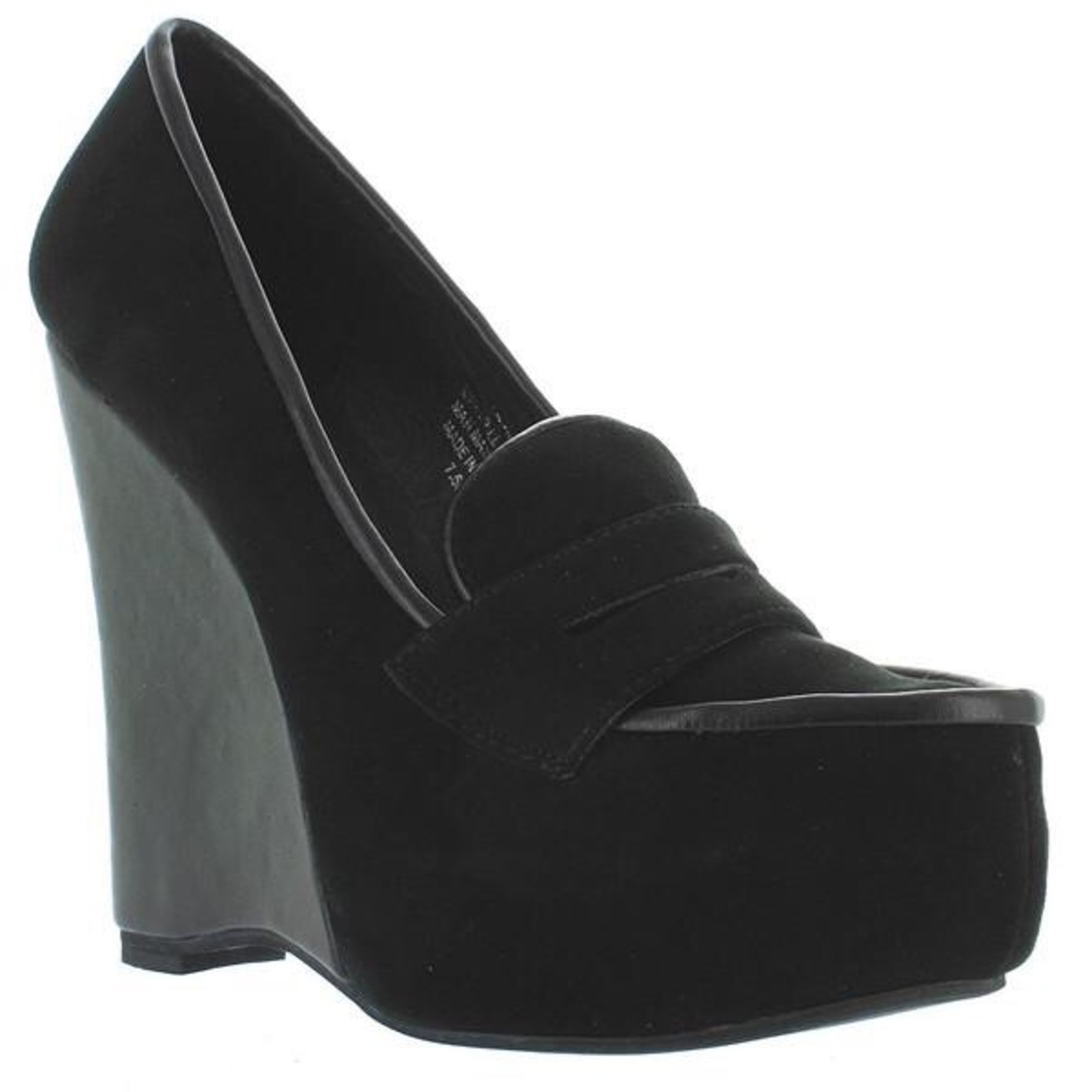 Jeffrey Campbell Lanie black suede penny loafer